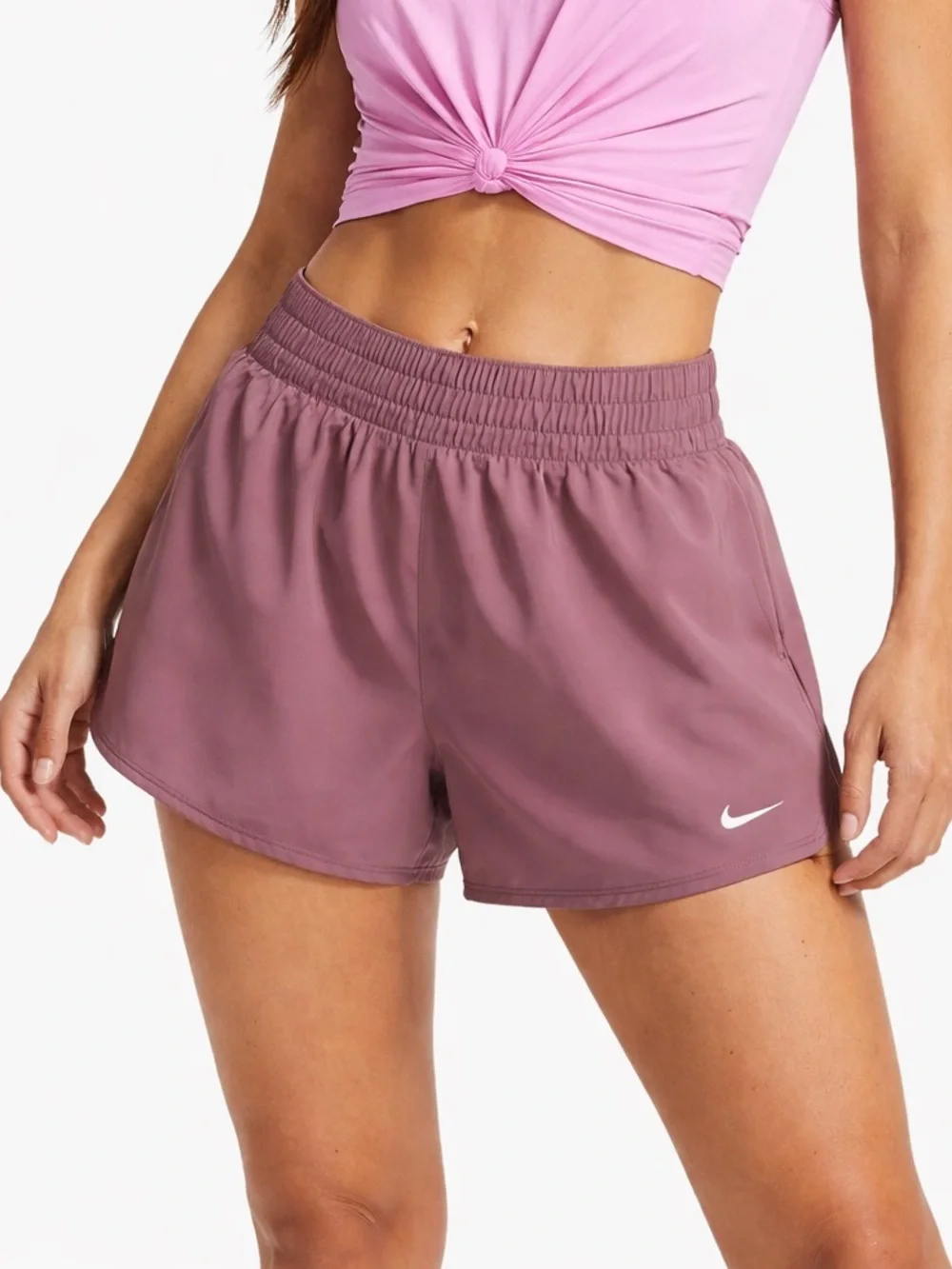 Nike Dri-FIT Running Shorts brief lining Women XL DX6014-208 Mauve Pink Training